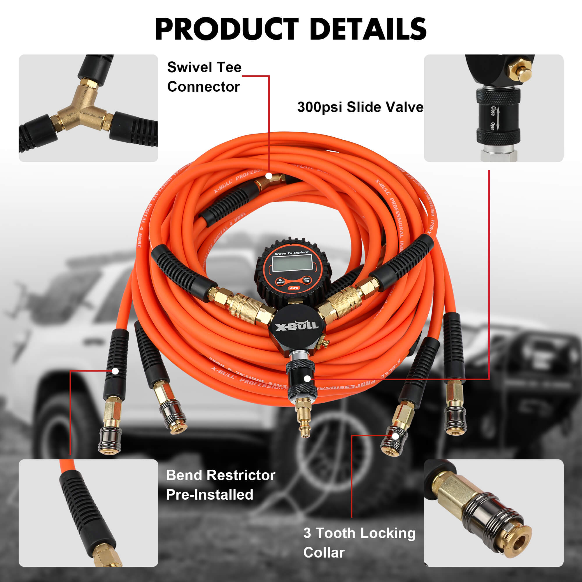 Automotive Gauges: X-BULL Indeflate Digital 4 Hose 4 Tire Inflation Deflation System Equalizer