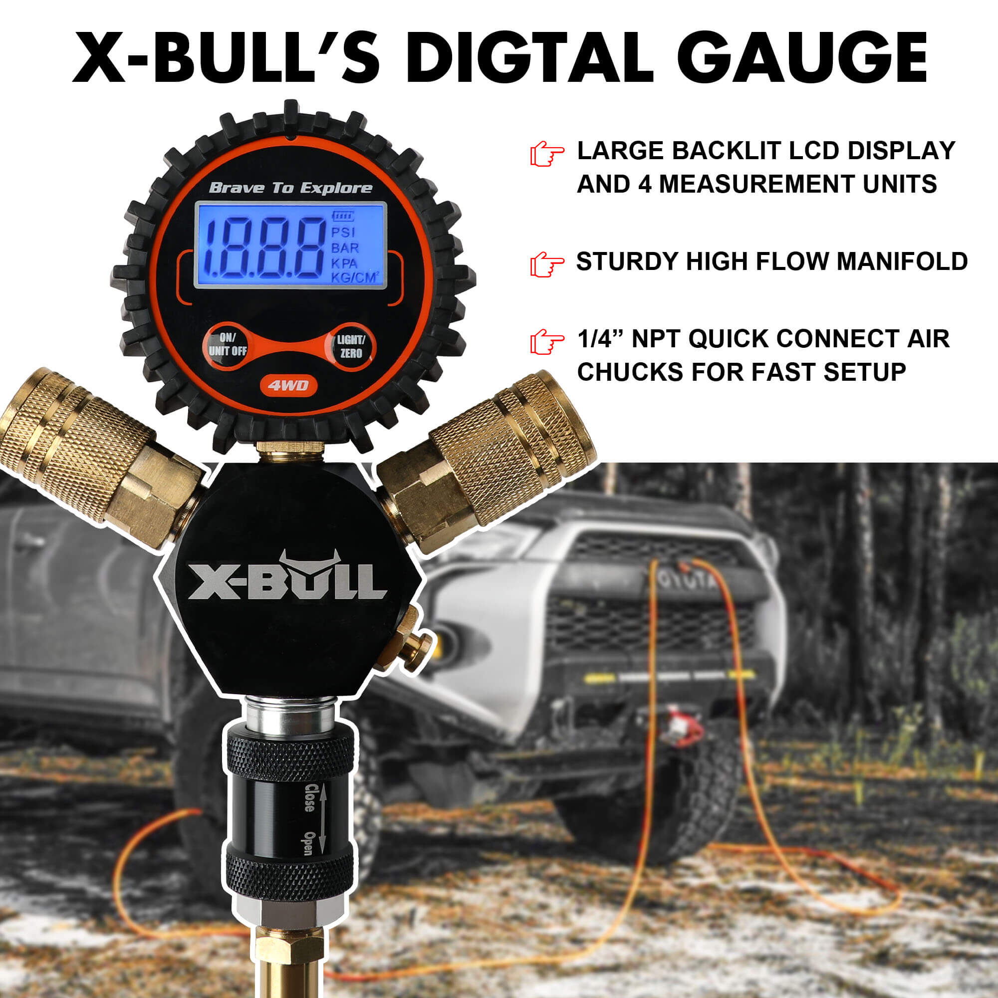Automotive Gauges: X-BULL Indeflate Digital 4 Hose 4 Tire Inflation Deflation System Equalizer