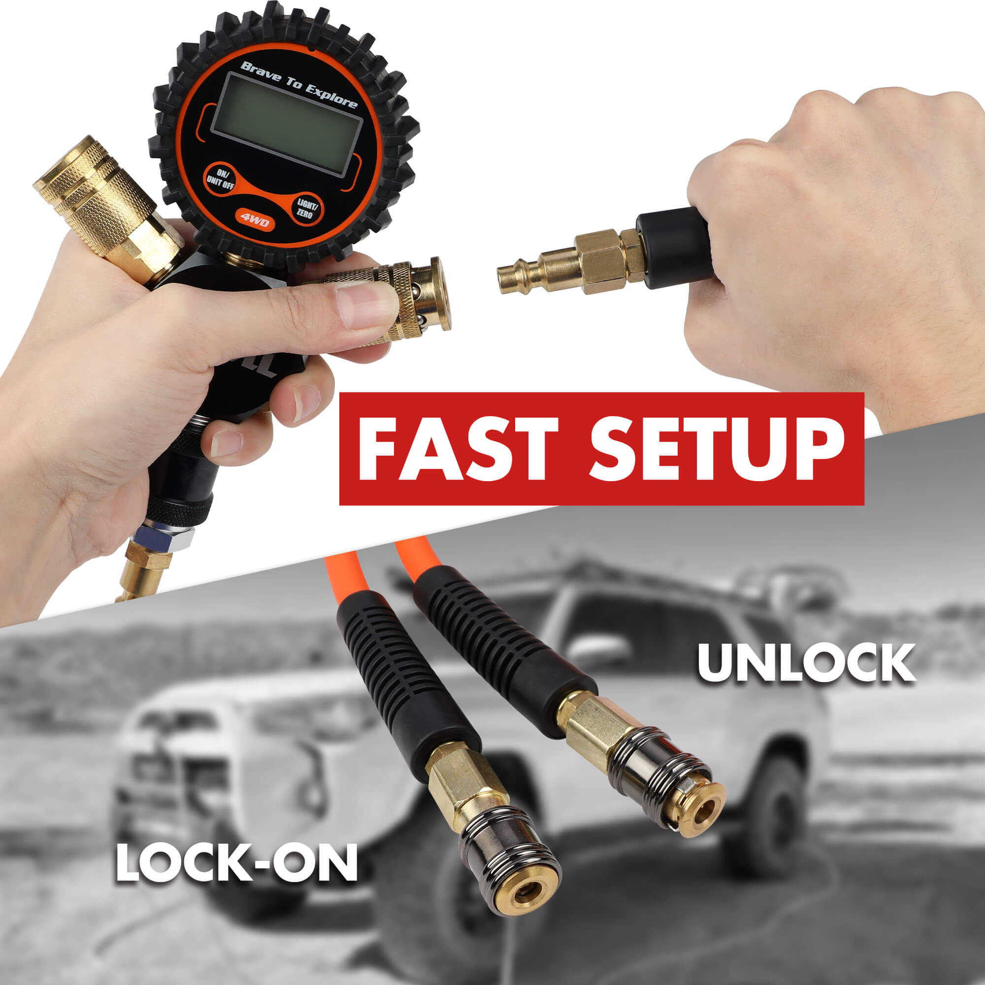 X-BULL 4 Tire Inflation Indeflate Digital 4 Hose 4 Tire Inflation Tyre Deflation System Equalizer