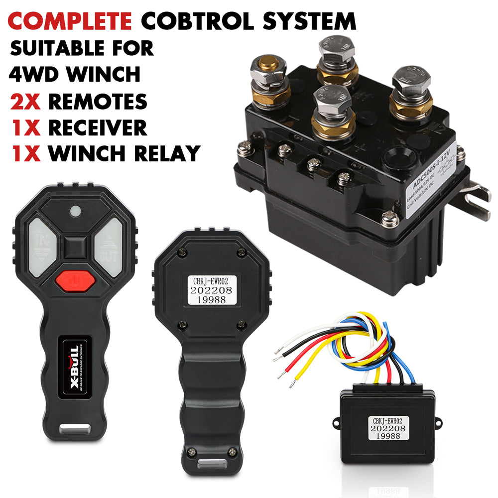 4WD Recovery Tools: X-BULL Winch Solenoid Relay Wiring Controller 500A 12V and 150ft Wireless Remote