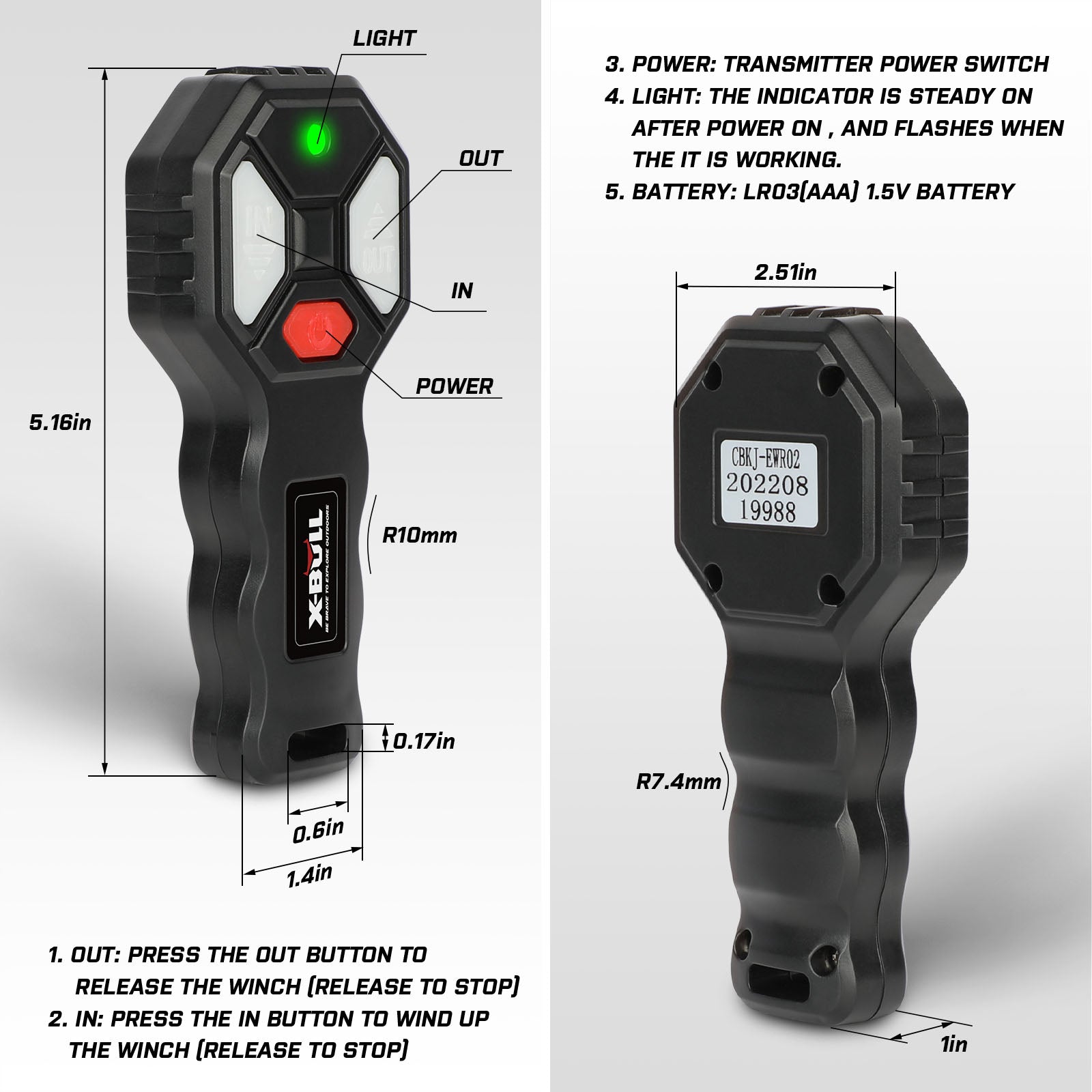 4WD Recovery Tools: X-BULL Winch Solenoid Relay Wiring Controller 500A 12V and 150ft Wireless Remote