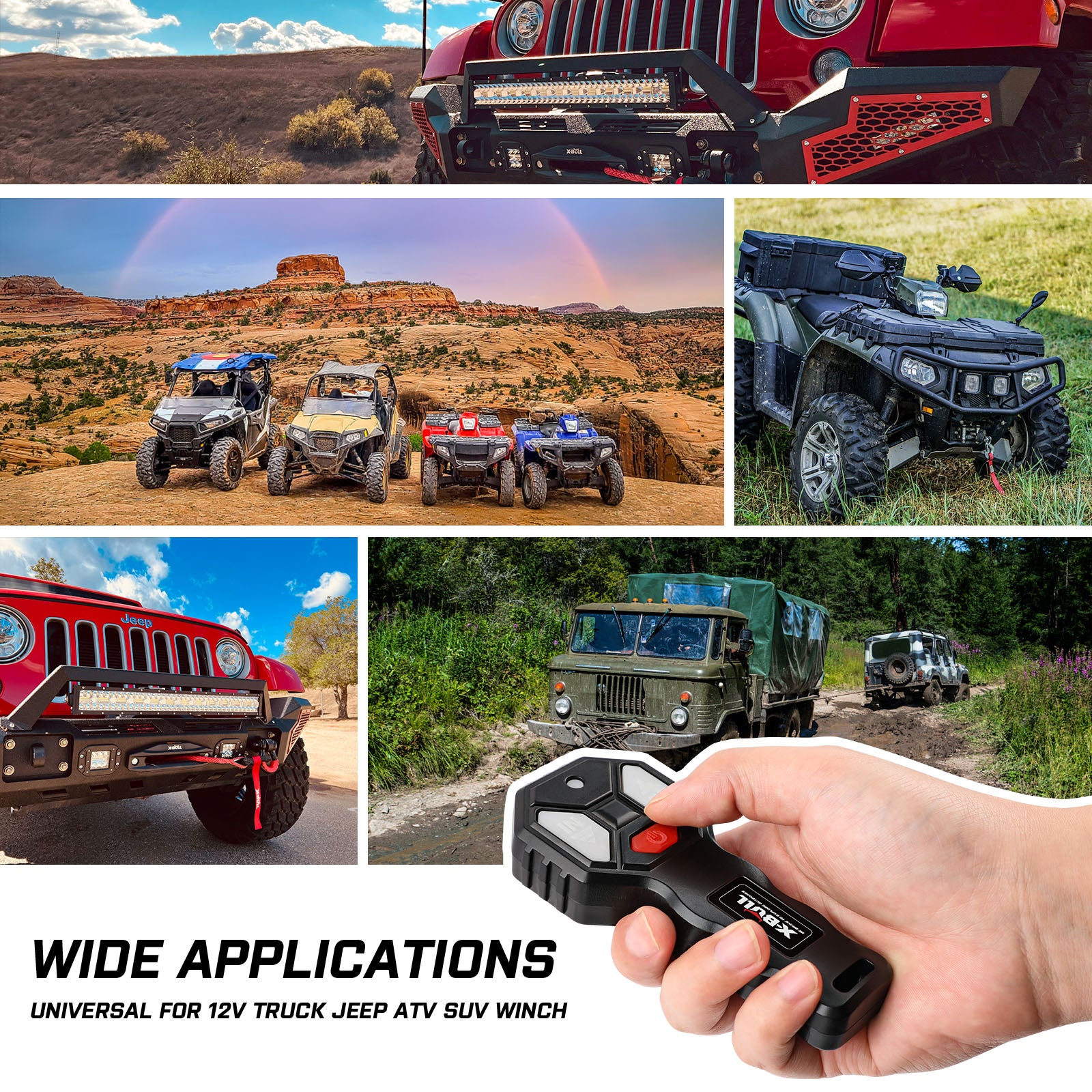 4WD Recovery Tools: X-BULL Winch Solenoid Relay Wiring Controller 500A 12V and 150ft Wireless Remote