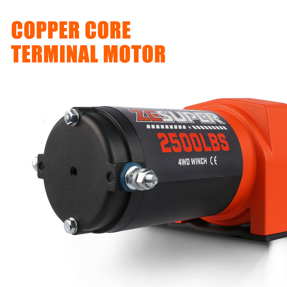 4WD Recovery Tools: ZESUPER Electric Winch 2500LBS/1134KG 12V 15.2M Steel Cable ATV UTV 4WD 4X4 Boat