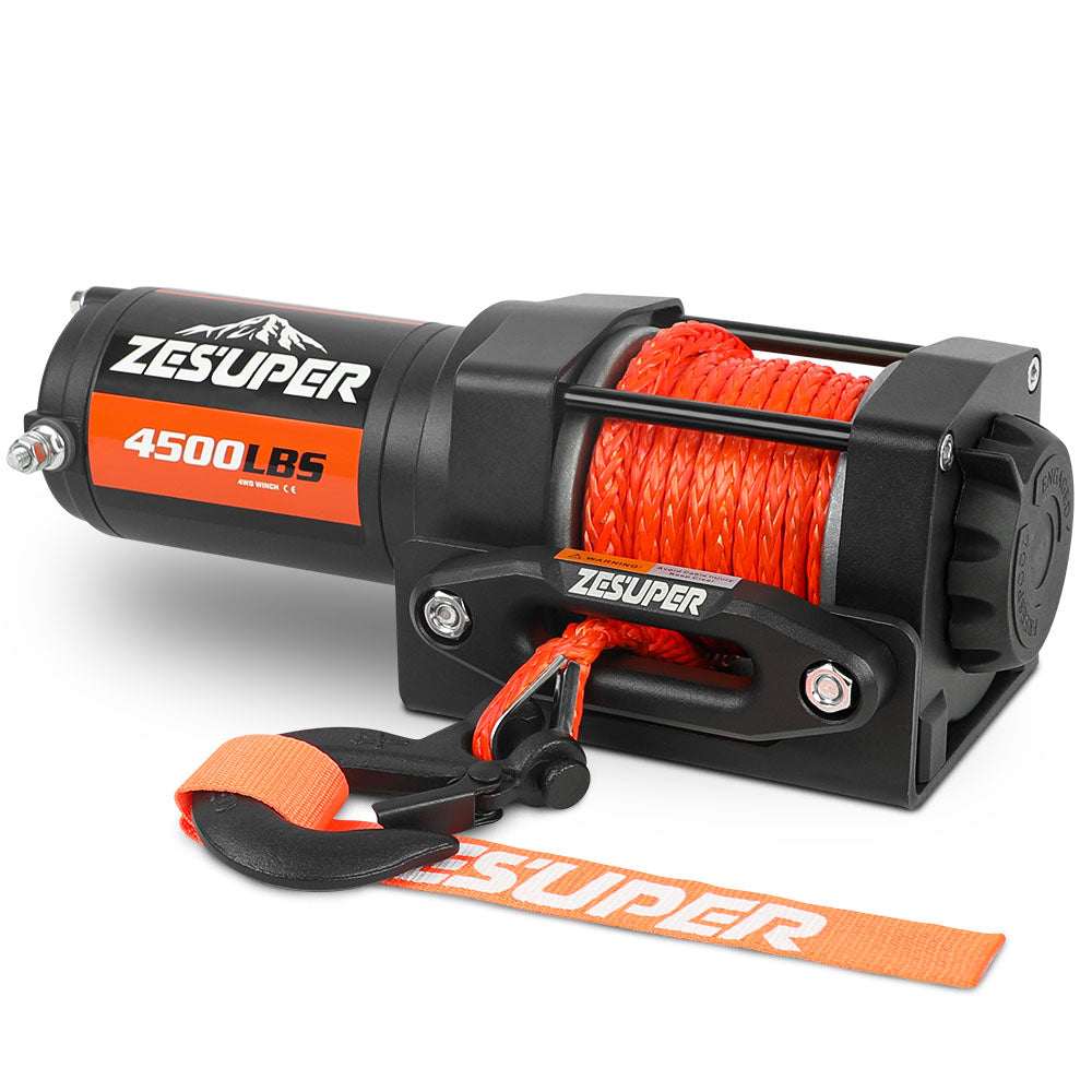 Automotive Lifts & Hoists: ZESUPER 12V Winch 4500LBS Electric Winch ATV Winch Synthetic Rope BOAT Trailer
