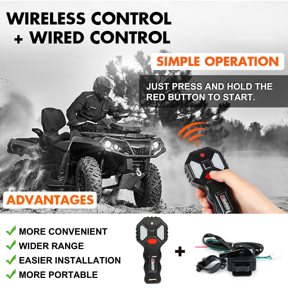 Automotive Parts: ZESUPER 12V Electric Winch 2500lbs Synthetic Rope Wireless Remote ATV UTV BOAT