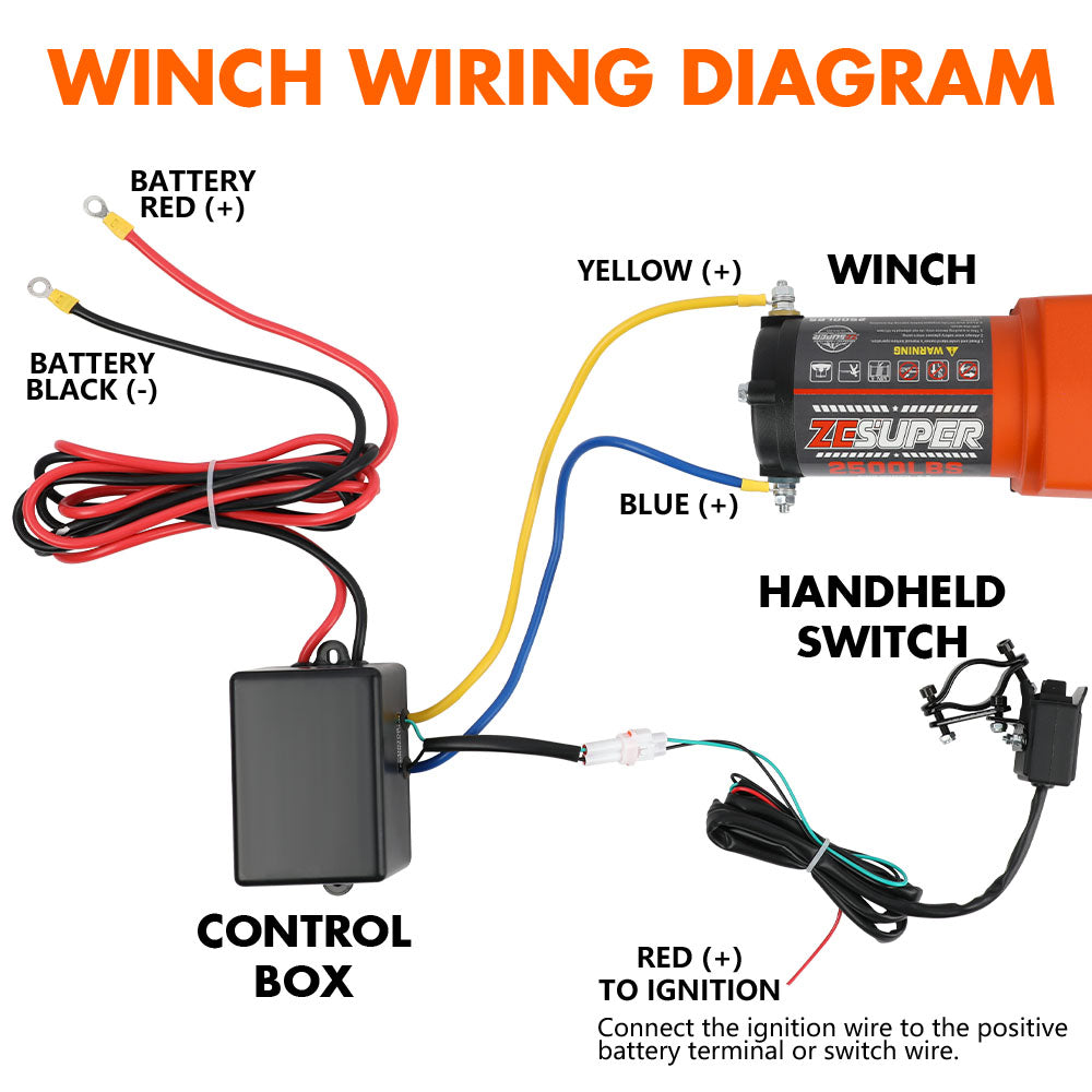 2500LBS Electric Winch Wireless Remote Synthetic Rope Wireless Remote ATV UTV BOAT