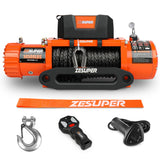 Automotive Parts: ZESUPER 12V Electric Winch 14500lbs Synthetic Rope Wireless Remote ATV UTV 4WD