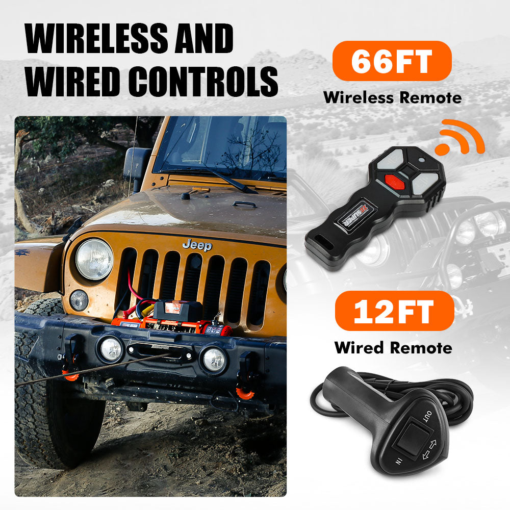 ZESUPER 14500lbs Electric Winch 12V Synthetic Rope Wireless Remote 4X4 4WD Car