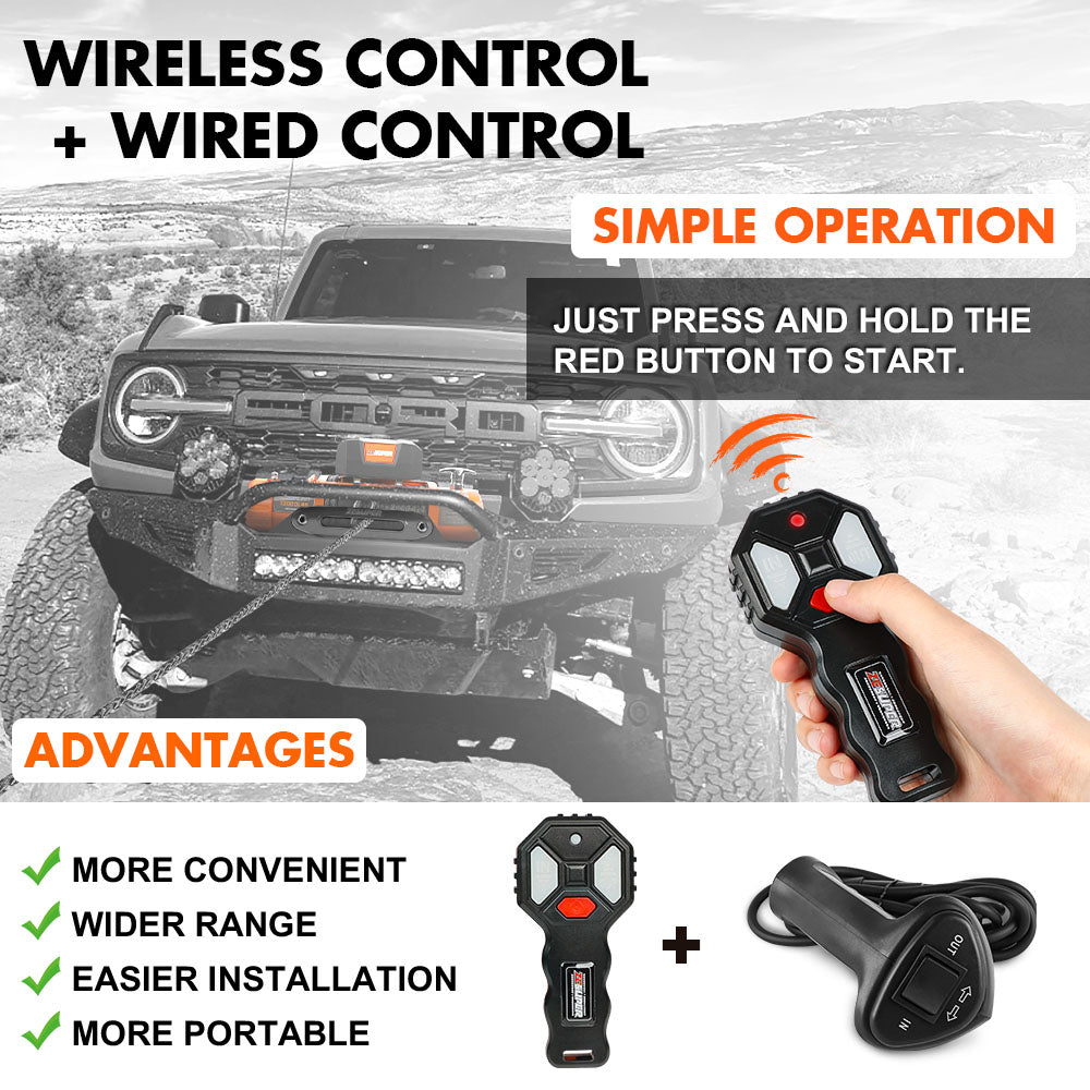 ZESUPER 14500lbs Electric Winch 12V Synthetic Rope Wireless Remote 4X4 4WD Car