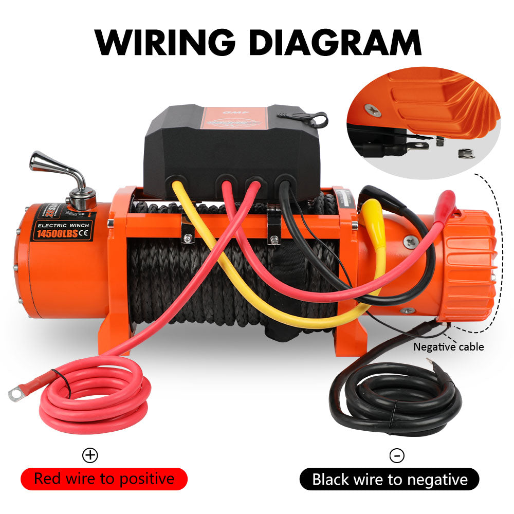 ZESUPER 14500lbs Electric Winch 12V Synthetic Rope Wireless Remote 4X4 4WD Car