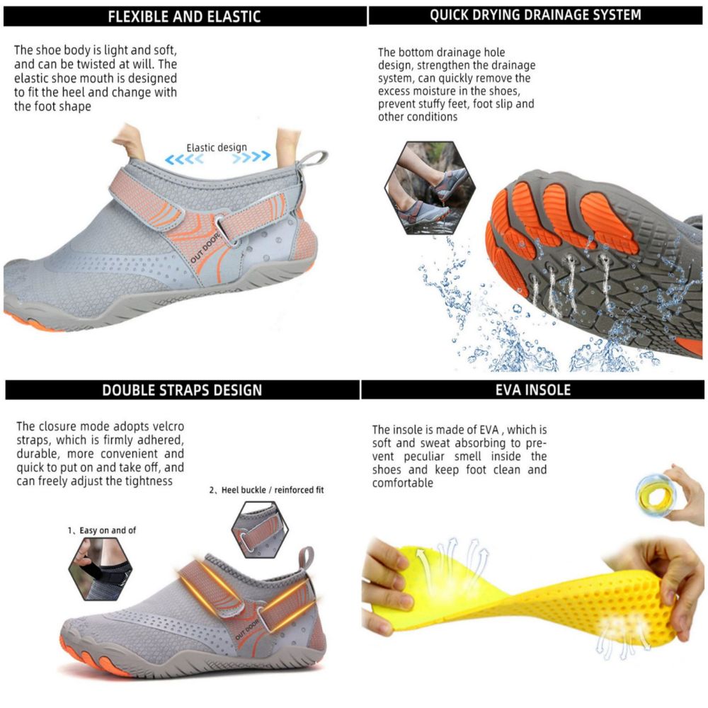 Boy's Shoes: Men Women Water Shoes Barefoot Quick Dry Aqua Sports Shoes - Black Size EU39 = US6