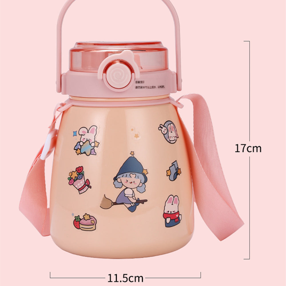 Drinkware: 1000ml Large Water Bottle Stainless Steel Straw Water Jug with FREE Sticker Packs (Pink)