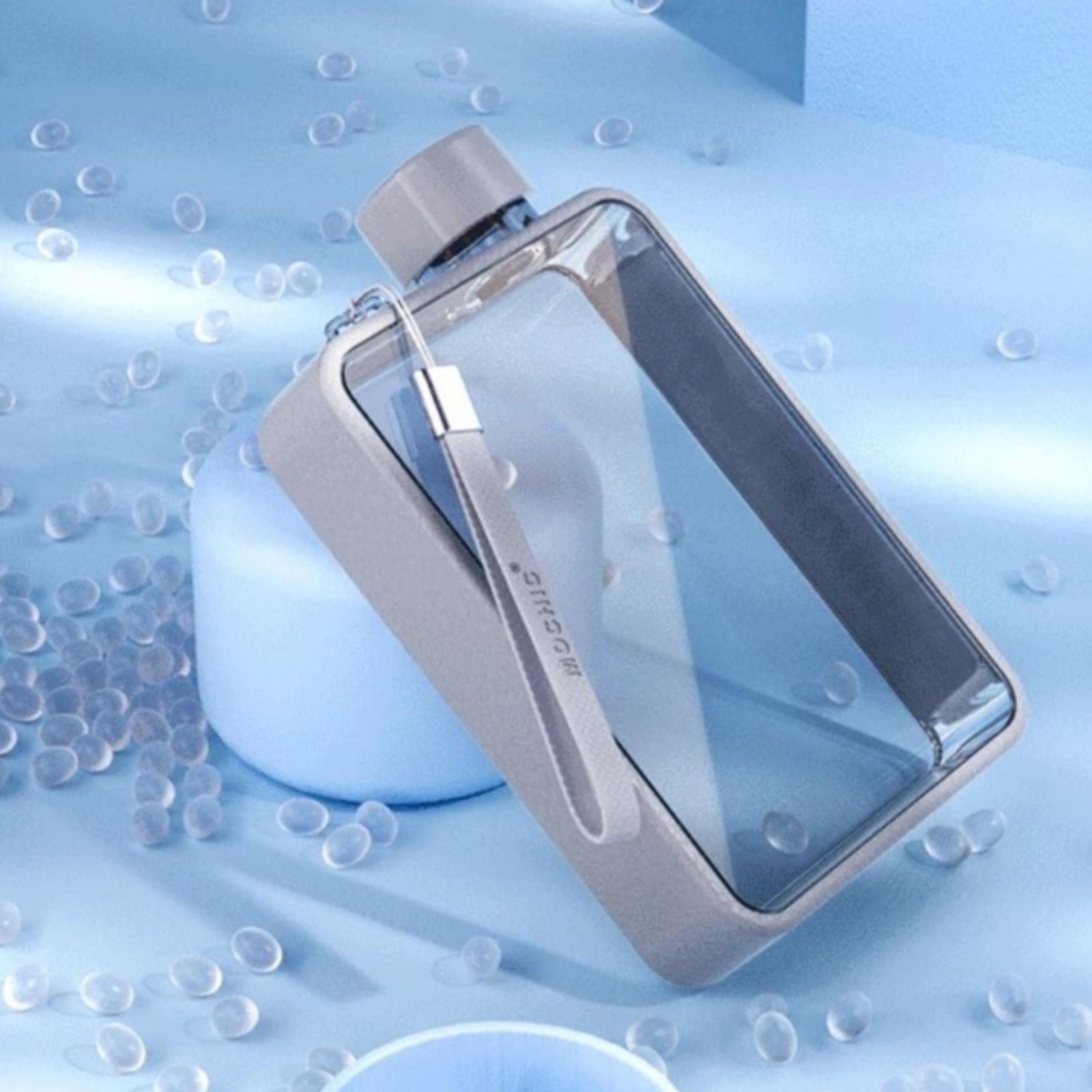 Drinkware: A5 Flat Water Bottle Portable Travel Mug BPA Free Water Bottle (Grey)