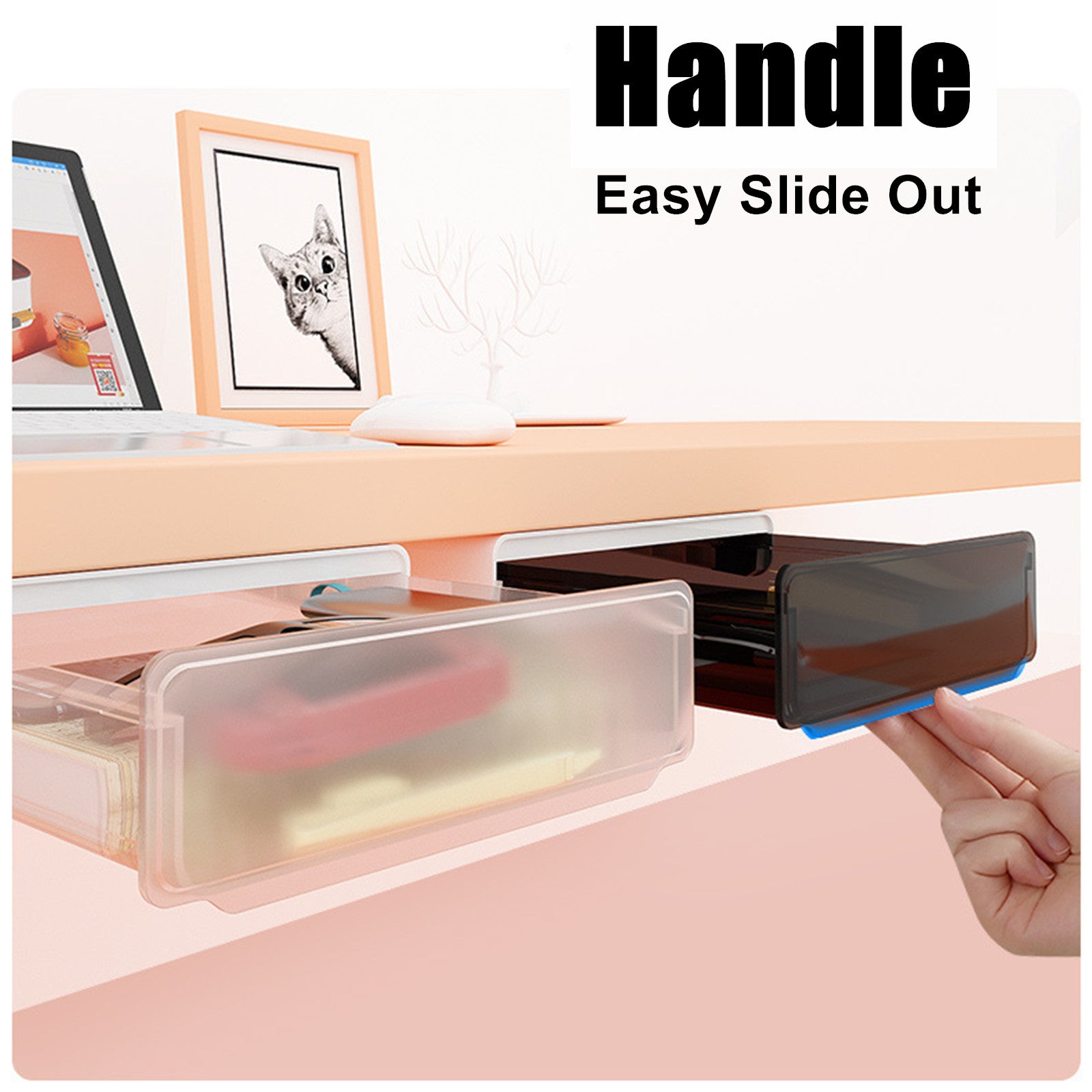 Desk Accessories: Under Desk Drawer Slide-out Large Office Organizers and Storage Drawers - Small Black
