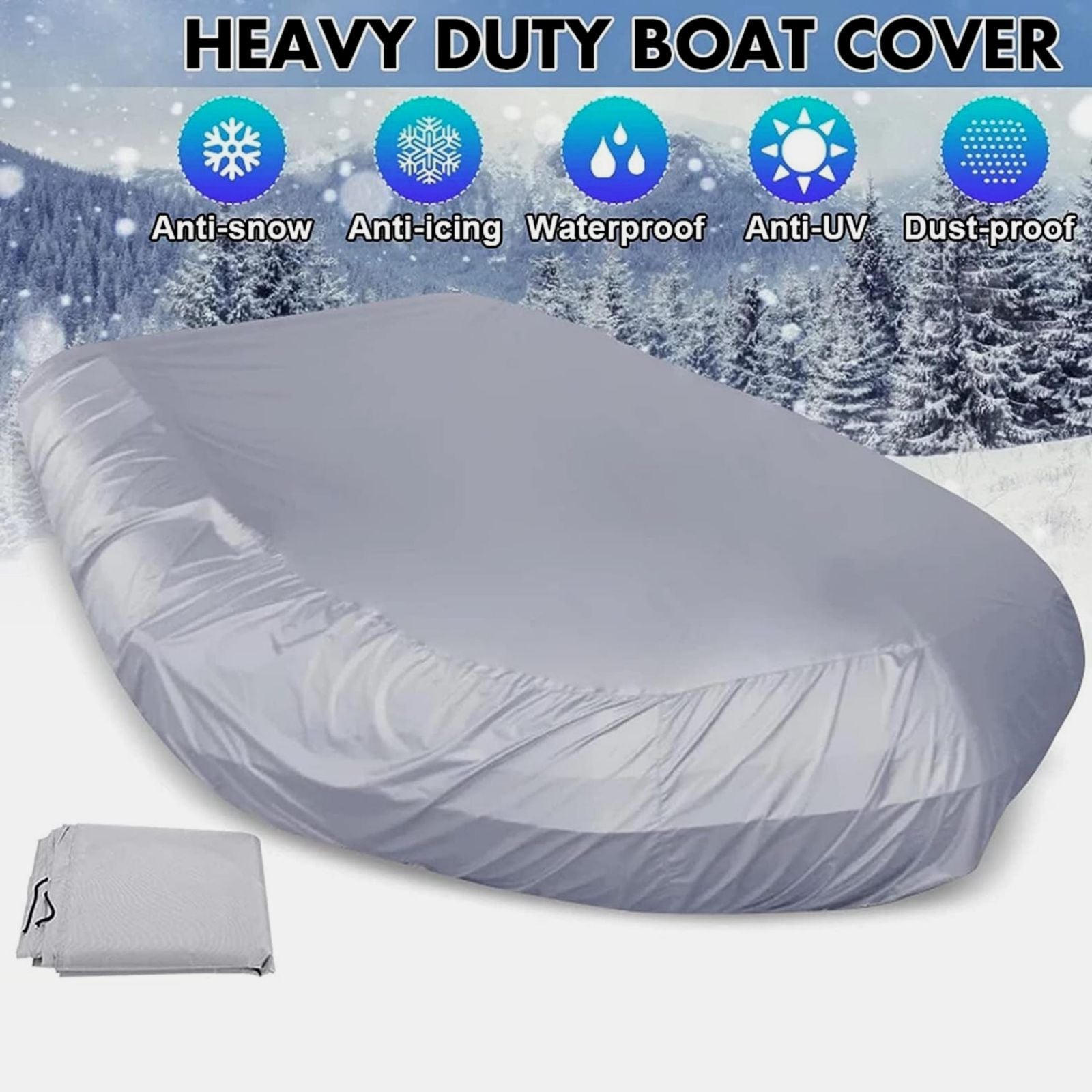 Boating Accessories: 210D Inflatable Boat Cover UV Resistant Inflatable Dinghy Boat Cover Waterproof UV Sun Dust Protective Case Kayak Oxford Cloth Cover ( 270 cm )