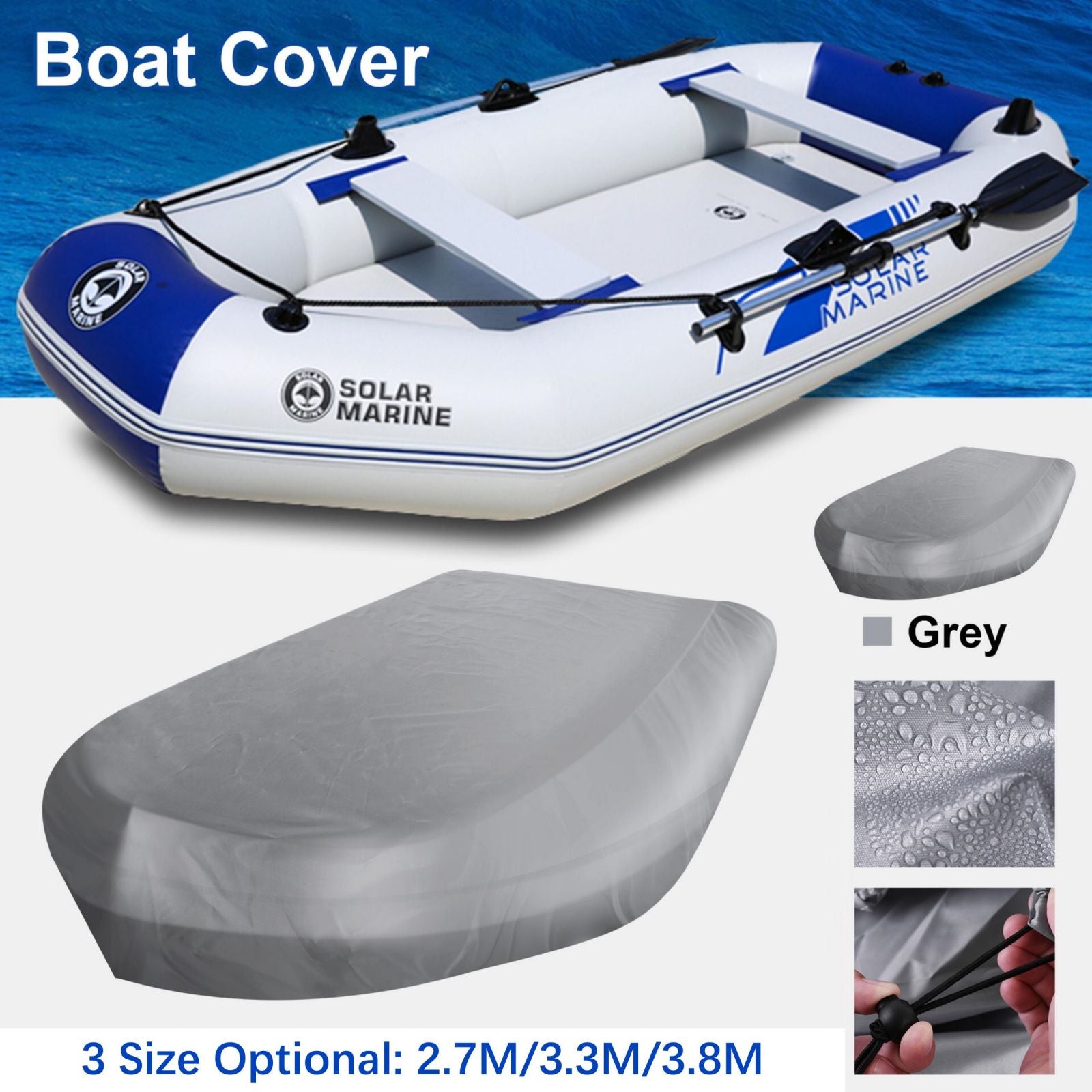 Boating Accessories: 210D Inflatable Boat Cover UV Resistant Inflatable Dinghy Boat Cover Waterproof UV Sun Dust Protective Case Kayak Oxford Cloth Cover ( 270 cm )