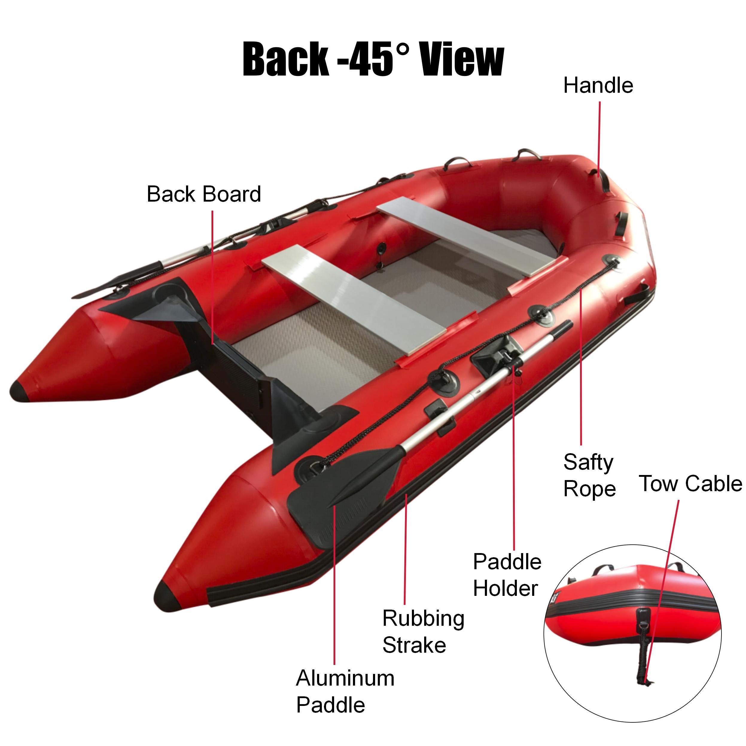 Boating Accessories: 3m Inflatable Dinghy Boat Tender Pontoon Rescue- Red