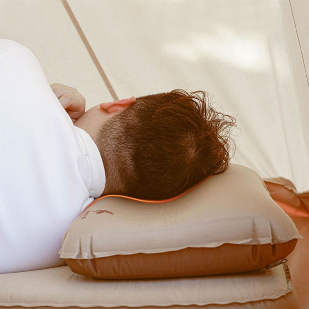 Inflatable Mattresses: Self Inflating Camping Pillow with Ergonomic 3D Support - Gold