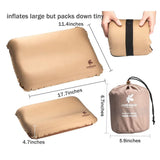 Inflatable Mattresses: Self Inflating Camping Pillow with Ergonomic 3D Support - Gold
