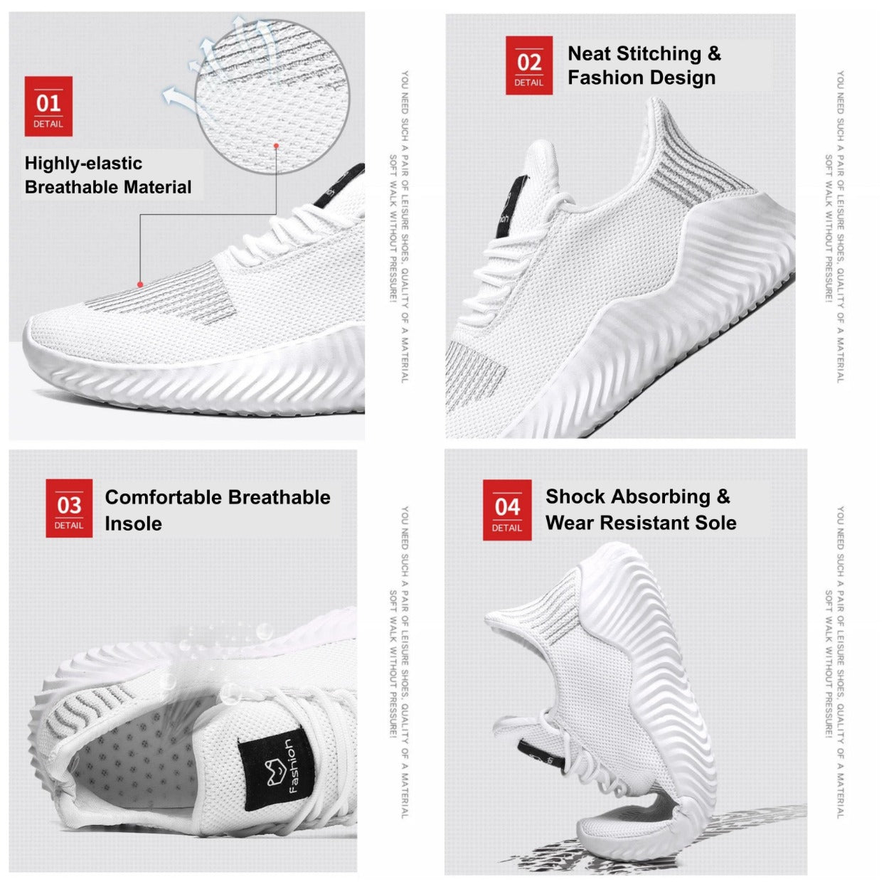 Men's Sneakers & Sports Shoes: Men's Sneakers Outdoor Road Shoes Breathable Lightweight Non-slip ( White Size US9.5=US43 )