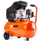 Automotive Cleaning: UNIMAC 24L 2.0HP Air Compressor, Direct Drive, 2 Couplers for Airtools Tyre Inflation, Portable, Electric