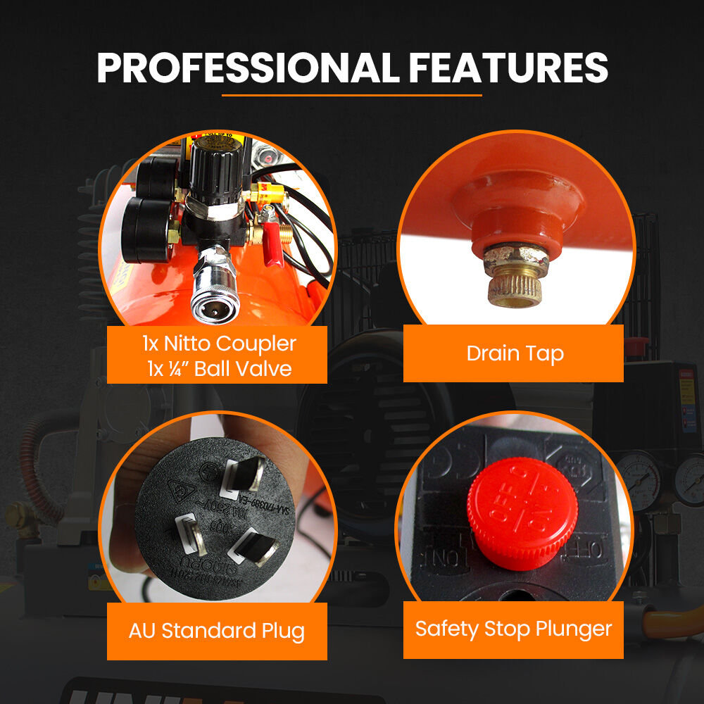 Automotive Cleaning: UNIMAC 24L 2.0HP Air Compressor, Direct Drive, 2 Couplers for Airtools Tyre Inflation, Portable, Electric