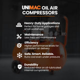Automotive Cleaning: UNIMAC 24L 2.0HP Air Compressor, Direct Drive, 2 Couplers for Airtools Tyre Inflation, Portable, Electric
