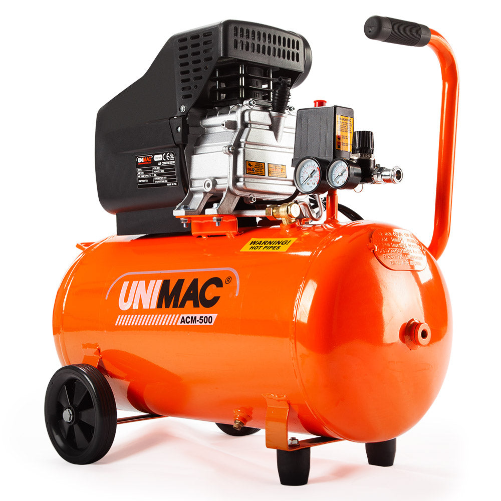 Air Compressors: UNIMAC Portable Electric Air Compressor, 50L 3HP Direct Drive, Includes 5pc Air Tool Kit