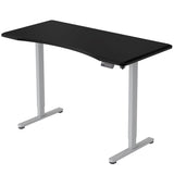 FORTIA Sit To Stand Up Standing Desk, 160x70cm, 72-118cm Electric Height Adjustable, Ergonomically Curved Edge, 50kg Rated, Black/Silver Frame