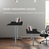 FORTIA Sit To Stand Up Standing Desk, 160x70cm, 72-118cm Electric Height Adjustable, Ergonomically Curved Edge, 50kg Rated, Black/Silver Frame