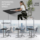 FORTIA Sit To Stand Up Standing Desk, 160x70cm, 72-118cm Electric Height Adjustable, Ergonomically Curved Edge, 50kg Rated, Black/Silver Frame