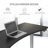 FORTIA Sit To Stand Up Standing Desk, 160x70cm, 72-118cm Electric Height Adjustable, Ergonomically Curved Edge, 50kg Rated, Black/Silver Frame