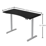 FORTIA Sit To Stand Up Standing Desk, 160x70cm, 72-118cm Electric Height Adjustable, Ergonomically Curved Edge, 50kg Rated, Black/Silver Frame