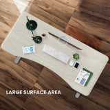 FORTIA Sit To Stand Up Standing Desk, 160x70cm, 72-118cm Electric Height Adjustable, Ergonomically Curved Edge, 50kg Rated, White Oak Style/Silver Frame