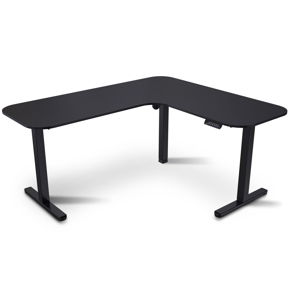 Desks: FORTIA Corner Standing Desk, 160x140cm, 72-118cm Sit to Stand Up Electric Height Adjustable, Black