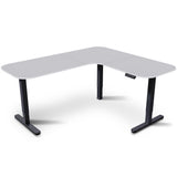 Desks: FORTIA Corner Standing Desk, 160x140cm, 72-118cm Sit to Stand Up Electric Height Adjustable, White Desktop/Black Frame