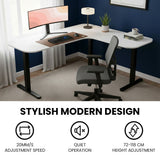 Desks: FORTIA Corner Standing Desk, 160x140cm, 72-118cm Sit to Stand Up Electric Height Adjustable, White Desktop/Black Frame