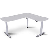 Desks: FORTIA Corner Standing Desk, 160x140cm, 72-118cm Sit to Stand Up Electric Height Adjustable, White Desktop/Silver Frame