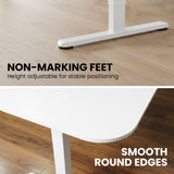 Desks: FORTIA Corner Standing Desk, 160x140cm, 72-118cm Sit to Stand Up Electric Height Adjustable, White Desktop/Silver Frame