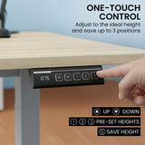Desks: FORTIA Sit To Stand Standing Desk, 120x60cm, 72-118cm Electric Height Adjustable, Light Oak Style Desktop Silver Frame