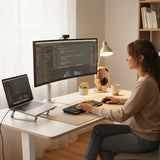 Desks: FORTIA Sit To Stand Standing Desk, 120x60cm, 72-118cm Electric Height Adjustable, White