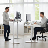 Desks: FORTIA Sit To Stand Standing Desk, 120x60cm, 72-118cm Electric Height Adjustable, White