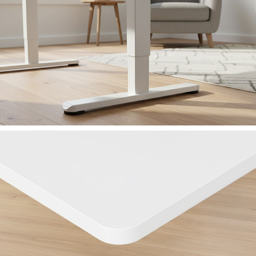 Desks: FORTIA Sit To Stand Standing Desk, 120x60cm, 72-118cm Electric Height Adjustable, White