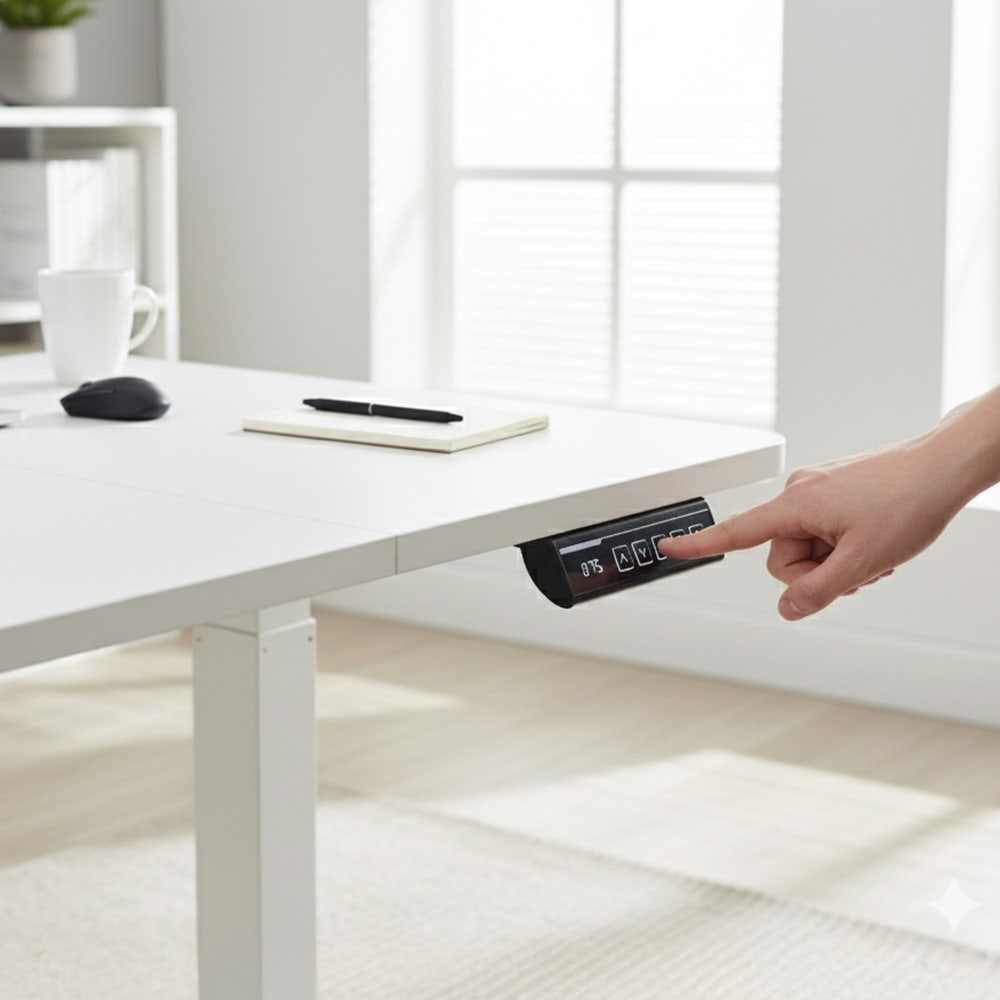 Desks: FORTIA Sit To Stand Standing Desk, 120x60cm, 72-118cm Electric Height Adjustable, White