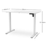 Desks: FORTIA Sit To Stand Standing Desk, 120x60cm, 72-118cm Electric Height Adjustable, White