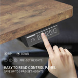 FORTIA Sit To Stand Up Standing Desk, 140x60cm, 72-118cm Electric Height Adjustable, 40kg Rated, Oak Style/Silver Frame