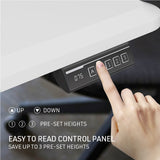 FORTIA Sit To Stand Up Standing Desk, 150x75cm, 72-118cm, Height Adjustable, 50kg Rated, Matte White/Silver Frame