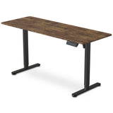 Desks: FORTIA Sit to Stand Standing Desk, 160x60cm, 72-118cm Electric Height Adjustable, Walnut Style Desktop/Black Frame