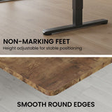 Desks: FORTIA Sit to Stand Standing Desk, 160x60cm, 72-118cm Electric Height Adjustable, Walnut Style Desktop/Black Frame