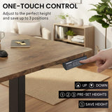 Desks: FORTIA Sit to Stand Standing Desk, 160x60cm, 72-118cm Electric Height Adjustable, Walnut Style Desktop/Black Frame